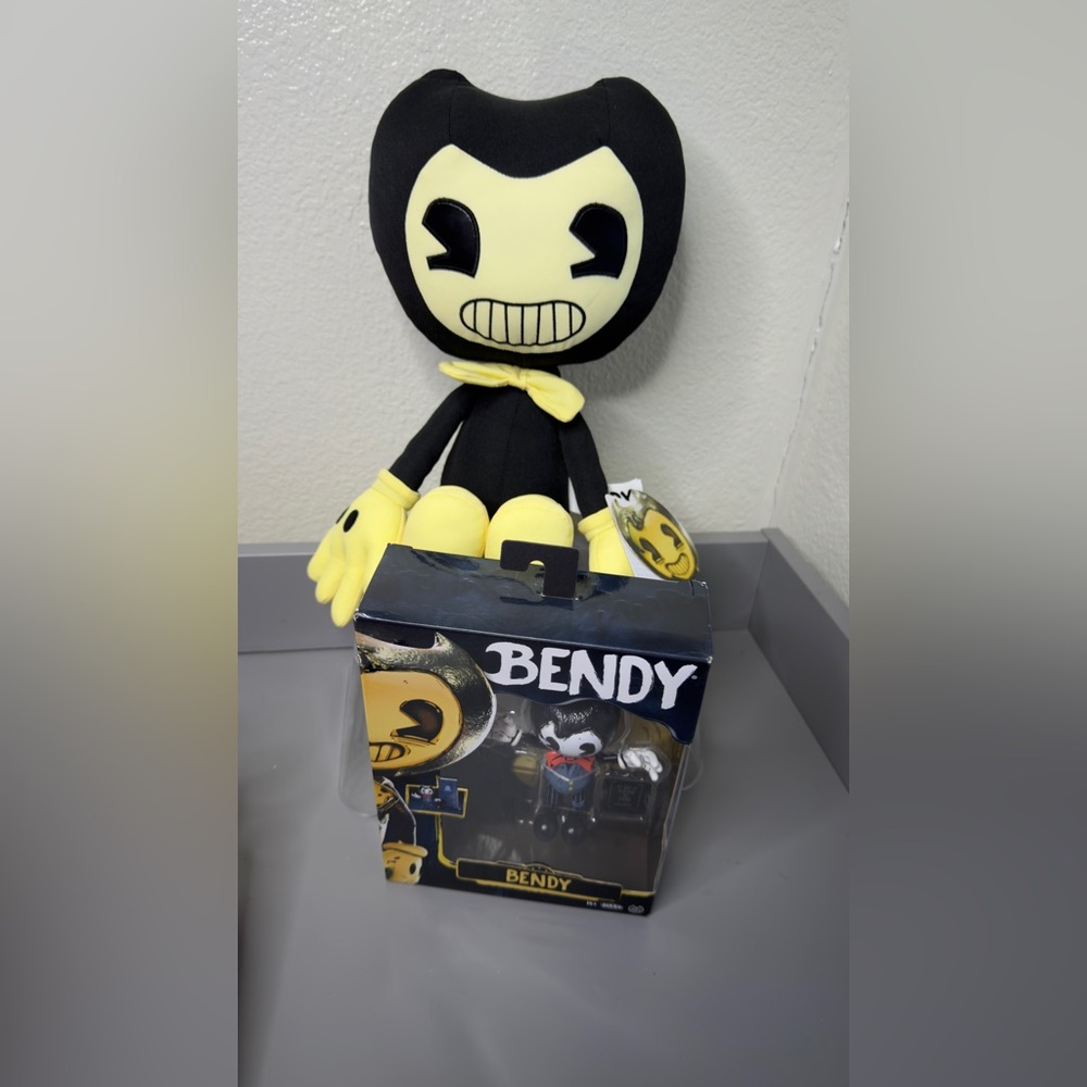 Bendy Plush Bundle - Large 15” Plush + Bendy Figure Toy Set - NEW